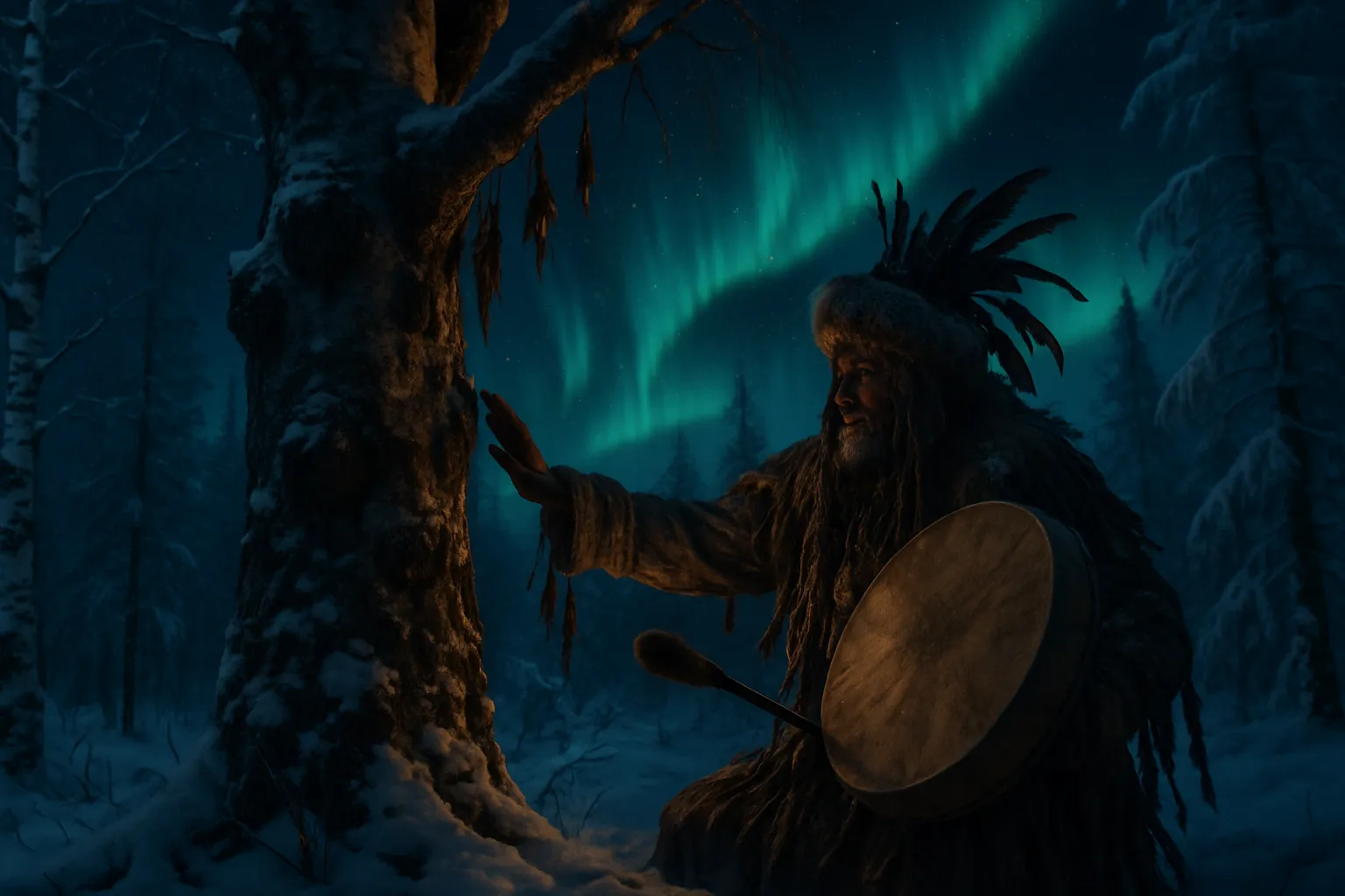 Rituel chamanique siberien dans la taiga